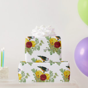 Gelbe Rosen und Umschlagpapier für Vögel Geschenkpapier