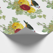 Gelbe Rosen und Umschlagpapier für Vögel Geschenkpapier (Ecke)