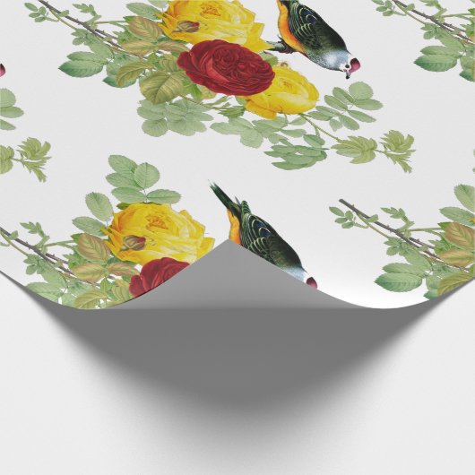 Gelbe Rosen und Umschlagpapier für Vögel Geschenkpapier (Ecke)