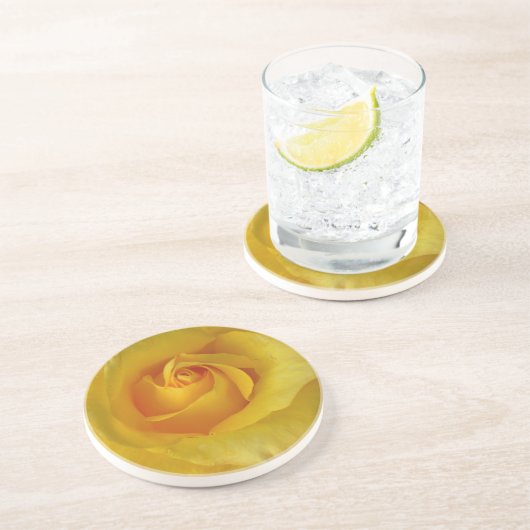 Gelbe Rosen-Untersetzer-sonniges Sandstein Untersetzer (Seite)