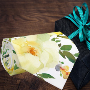 Gelbe Rosen Vintage Blume Floral Neck Tie Krawatte