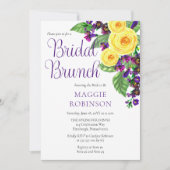Gelbe Rosen | Violets Boho Floral Bridal Brunch Einladung (Vorderseite)
