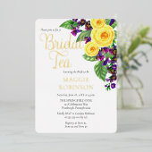 Gelbe Rosen | Violets Boho Floral Bridal Teezeremo Folieneinladung (Stehend vorne)