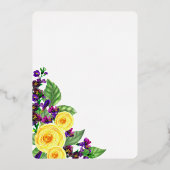 Gelbe Rosen | Violets Boho Floral Bridal Teezeremo Folieneinladung (Rückseite)