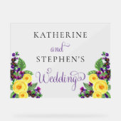 Gelbe Rosen | Violets Boho Floral Wedding Acrylschild (Vorderseite)