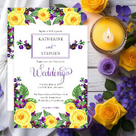 Gelbe Rosen |Violets Boho Floral Wedding Einladung