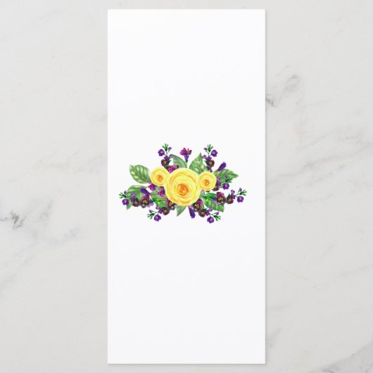 Gelbe Rosen | Violets Boho Floral Wedding Menu Menükarte (Rückseite)