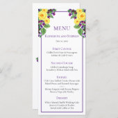 Gelbe Rosen | Violets Boho Floral Wedding Menu Menükarte (Vorne/Hinten)