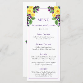 Gelbe Rosen | Violets Boho Floral Wedding Menu Menükarte