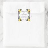 Gelbe Rosen | Violets Boho Floral Wedding Quadratischer Aufkleber (Tasche)