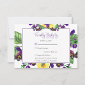 Gelbe Rosen |Violets Boho Floral Wedding RSVP Karte (Vorderseite)
