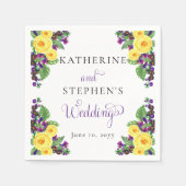Gelbe Rosen | Violets Boho Floral Wedding Serviette (Vorderseite)