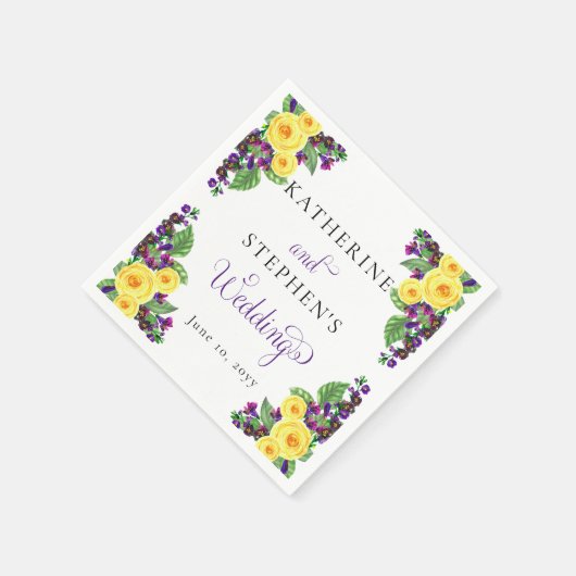 Gelbe Rosen | Violets Boho Floral Wedding Serviette (Ecke)
