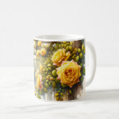 Gelbe Rosen Wasserfarben Garten Kaffeetasse (VorderseiteRechts)