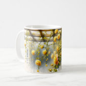 Gelbe Rosen Wasserfarben Garten Kaffeetasse (Vorderseite Links)