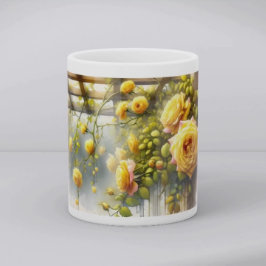 Gelbe Rosen Wasserfarben Garten Kaffeetasse