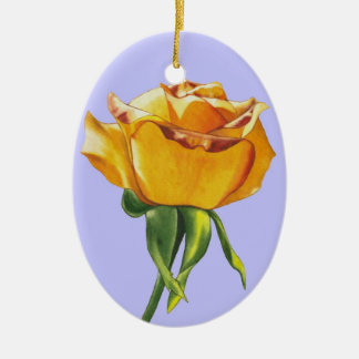 Gelbe Rosen-Weihnachtsverzierung Keramikornament