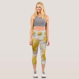 Gelbe Rosenblätter Capri Leggings