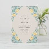Gelbe Rosenblätter-Hochzeit Einladung (Stehend Vorderseite)