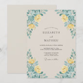 Gelbe Rosenblätter-Hochzeit Einladung (Vorne/Hinten)