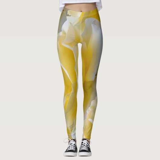 Gelbe Rosenblätter Leggings (Vorderseite)