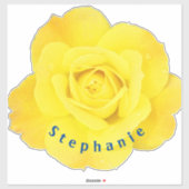 Gelbe Rosenblumen Blauer Name Text Template Cute Aufkleber (Blatt)