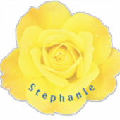 Gelbe Rosenblumen Blauer Name Text Template Cute Aufkleber (Vorderseite)