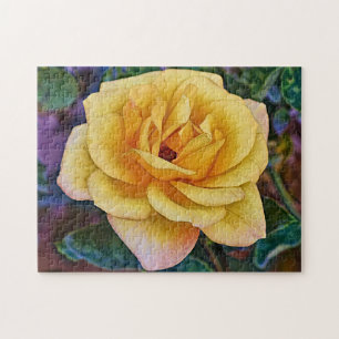 Gelbe Rosenblumen-Kunstpuzzle Puzzle