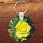 Gelbe Rosenblüte 4 Schlüsselanhänger (Vorderseite)