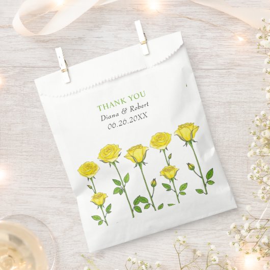 Gelbe Rosenblüte Blume Danke für Ihre Hochzeit Geschenktütchen (Ausgeschnitten)