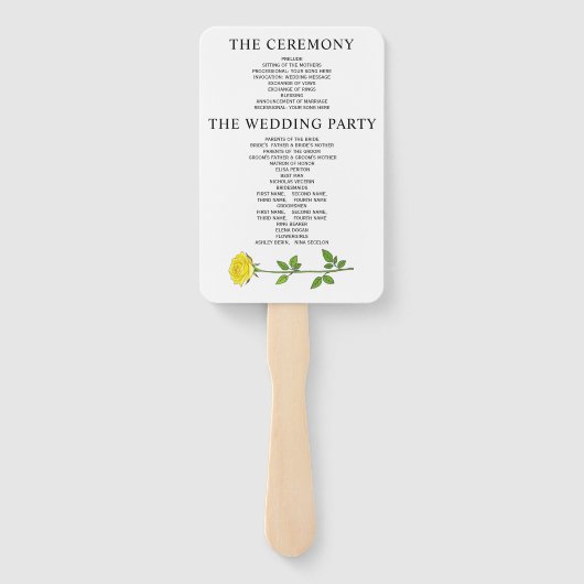 Gelbe Rosenblüten Blume Hochzeitsprogramm im Frühj Fächer (Rückseite)