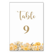 Gelbe Rosenblütenhochzeit-Tischnummer Tischnummer (Vorderseite)