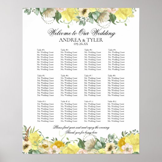 Gelbe Rosenblütenkarte Poster (Vorne)