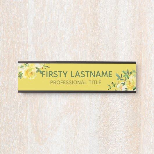 Gelbe Rosenbügelschilder Türschild (Vorderseite )