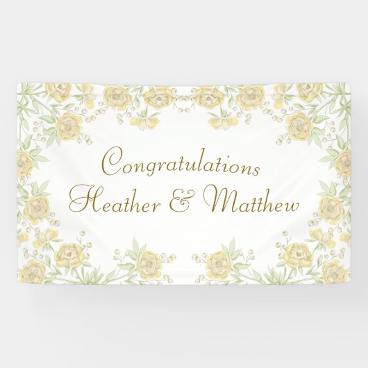 Gelbe Rosenhochzeit Banner (Horizontal)