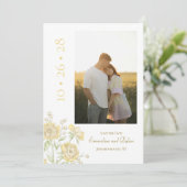 Gelbe Rosenhochzeit Einladung (Stehend Vorderseite)
