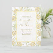 Gelbe Rosenhochzeit Einladung (Stehend Vorderseite)