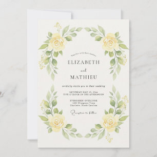 Gelbe Rosenhochzeit im Zitronenton Einladung