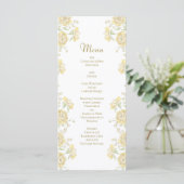 Gelbe Rosenhochzeit Menükarte (Stehend Vorderseite)