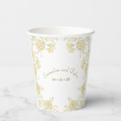 Gelbe Rosenhochzeit Pappbecher (Rückseite)