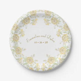 Gelbe Rosenhochzeit Pappteller
