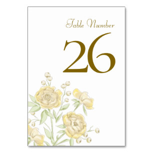 Gelbe Rosenhochzeit Tischnummer