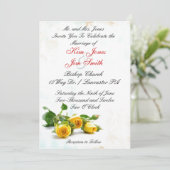 Gelbe Rosenhochzeitseinladungen Einladung (Stehend Vorderseite)