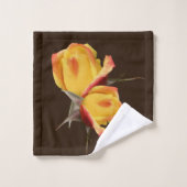 Gelbe Rosenknospe-Blume Badhandtuch Set (Waschlappen)