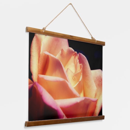 Gelbe Rosenknospe-Blume Tinte Wandteppich Mit Holzrahmen (Gewinkelt)