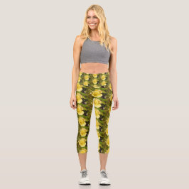 Gelbe Rosenknospe Hochwaisted Capris
