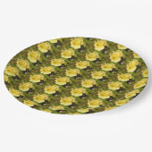 Gelbe Rosenknospe-Papierplatte Pappteller (Schrägansicht)