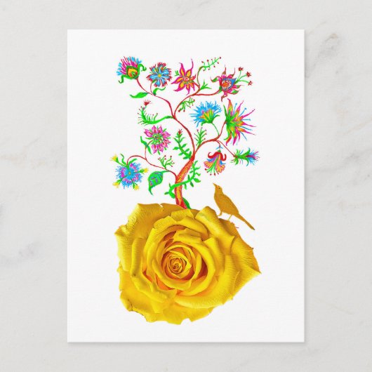 Gelbe Rosenkunst Feiertagspostkarte (Vorderseite)