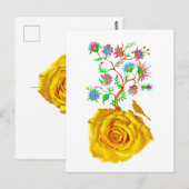 Gelbe Rosenkunst Postkarte (Vorne/Hinten)