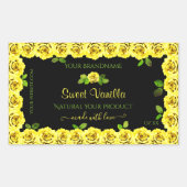 Gelbe Rosenrahmen auf dem Etikett für schwarze Pro Rechteckiger Aufkleber (Vorderseite)